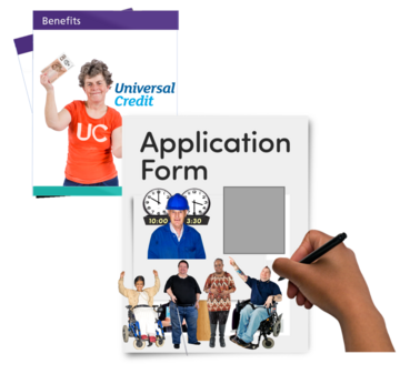A hand filling out a question in a Universal Credit application form which asks about how much time you can work for with your disability