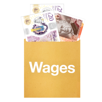 A wage packet with money 