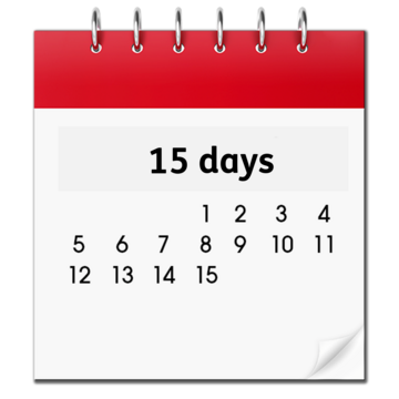 A calendar page showing 15 days