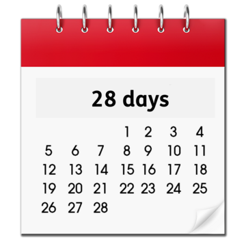 A calendar page showing 28 days