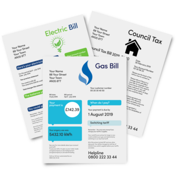 Electric, Council Tax and Gas bills
