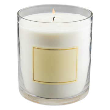 A white candle in a glass jar