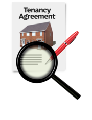 A magnifying glass on top of a tenancy agreement