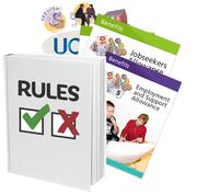 A rule book with different benefits behind it.