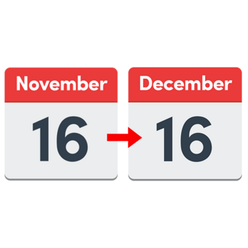 Calendar showing November 16 to December 16