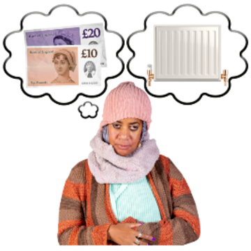 A woman thinking about money and heating