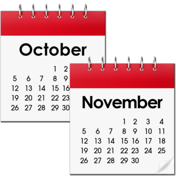 Calendar pages showing the months of October and November