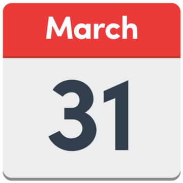 A calendar showing March 31
