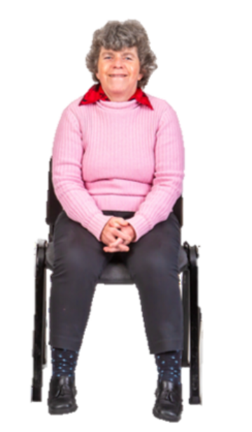 A woman is sitting on a chair