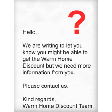 A letter with a red question mark in the top right corner