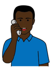 A drawing of someone talking on the phone