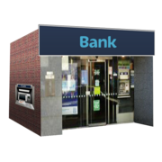 A high street bank with a cashpoint on the side