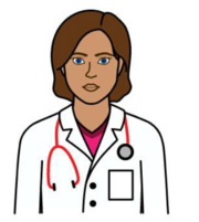 A drawing of a doctor in a white coat