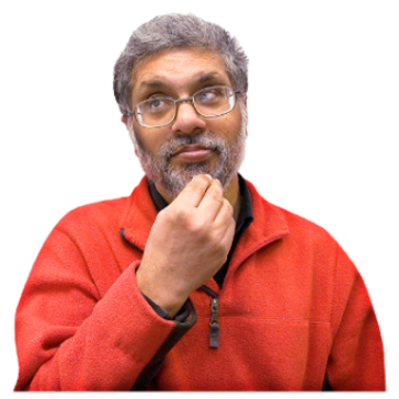 A man holding his hand to his chin thinking