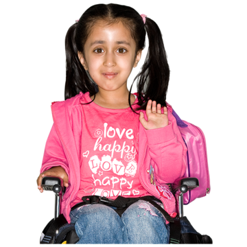 A young girl in a pink t-shirt wave
