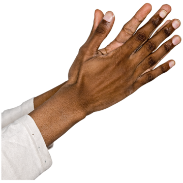 Hands together in the prayer position