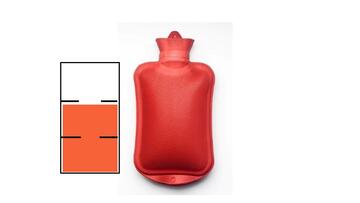 A rectangle beside a hot water bottle.  Two thirds of the rectangle is shaded.