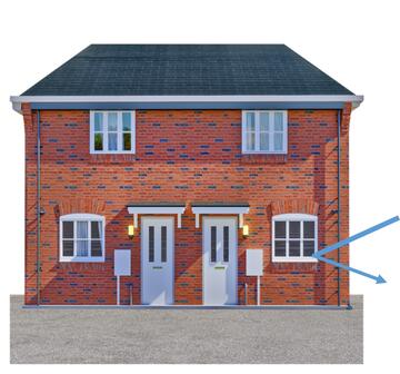 A house with cold air going towards a window and then turning away from the window.