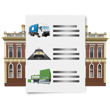 A list of council responsibilities with a council building behind