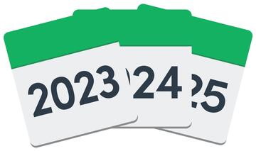 Calendars for 2023, 2024 and 2025.