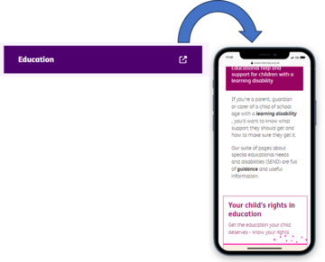 Education button takes you to the education page of information