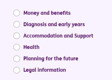 Radio buttons next to sentences about where they take you to