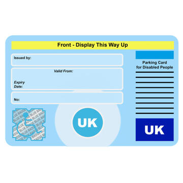 A Blue Badge for parking.