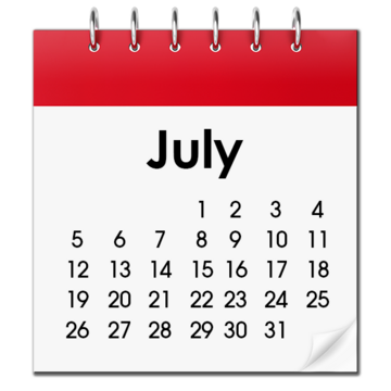 A calendar showing the month of July
