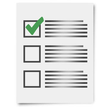 A list on a piece of paper with a green tick beside part of it.
