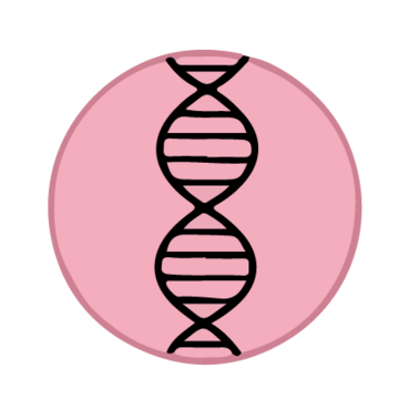 Black curving lines in a pink circle.