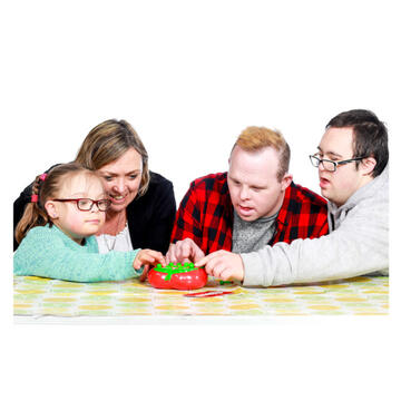 A group of people of different ages playing a game together.