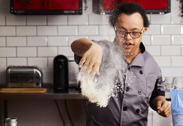 Michael baking at home