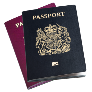 A blue and a red passport