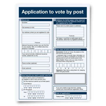 A postal vote application form