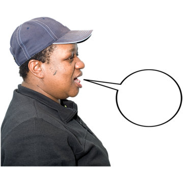 Woman with speech bubble talking
