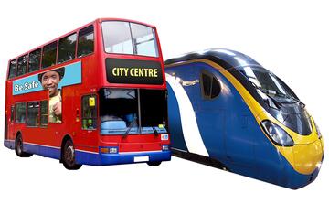 A bus and a train.