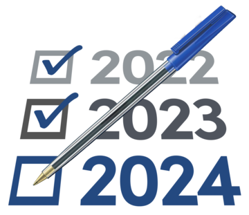 Tick boxes next to years with a pen