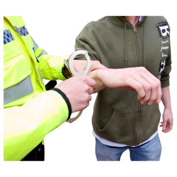 Someone being handcuffed by a police officer