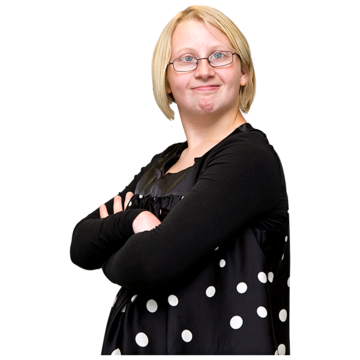 A woman with her arms folded