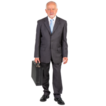 A man in a suit carrying a briefcase