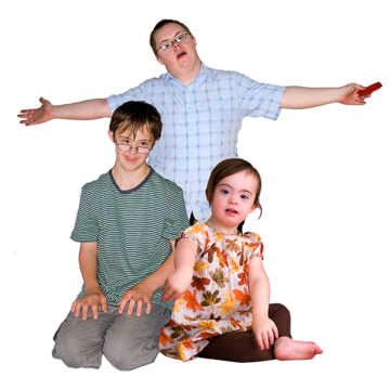 Three young people. Two have Down syndrome.