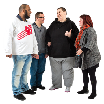 A group of people talking