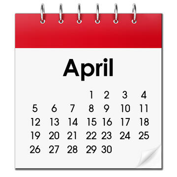 A calendar showing the month of April.