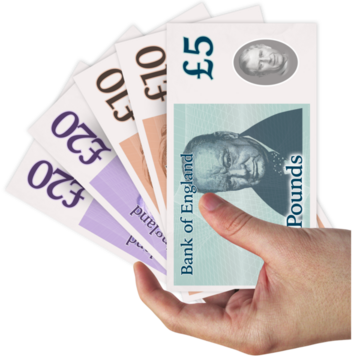A handful of pound notes