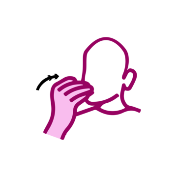 A line drawing of a hand moving towards someone's mouth