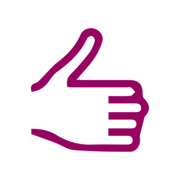 An outline drawing of a hand showing a thumbs up