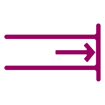 Two horizontal lines meeting a vertical line on the right hand side. Between the two horizontal lines is an arrow pointing to, and just touching, the left hand vertical line