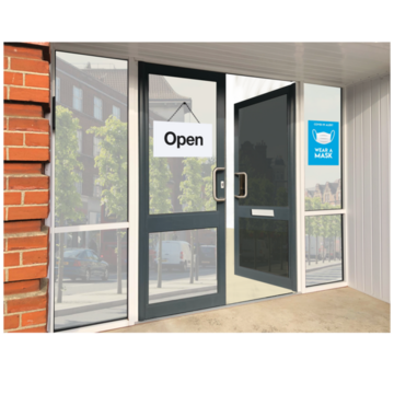 A door saying open