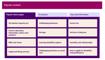 Screenshot of the Popular content section on the advice and support webpage