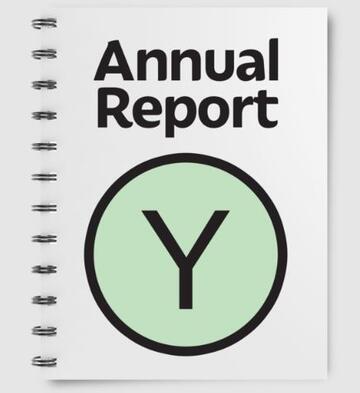 A drawing of a booklet with the title Annual report